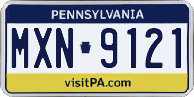 PA license plate MXN9121