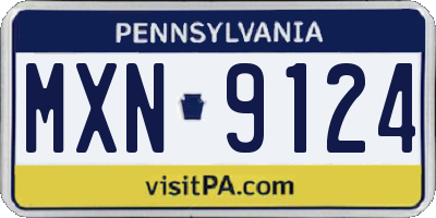PA license plate MXN9124