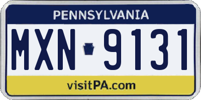 PA license plate MXN9131