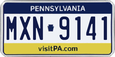PA license plate MXN9141