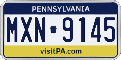 PA license plate MXN9145