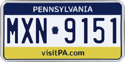 PA license plate MXN9151