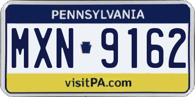 PA license plate MXN9162