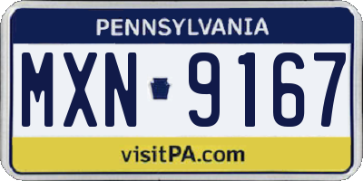 PA license plate MXN9167