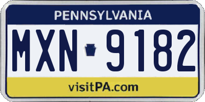 PA license plate MXN9182