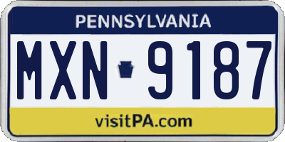 PA license plate MXN9187