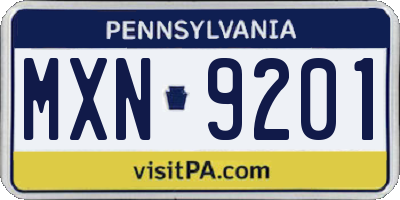 PA license plate MXN9201