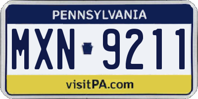 PA license plate MXN9211
