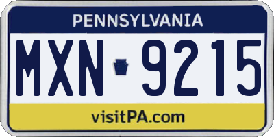 PA license plate MXN9215