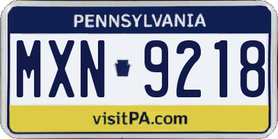 PA license plate MXN9218