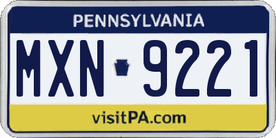 PA license plate MXN9221