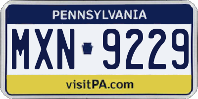 PA license plate MXN9229