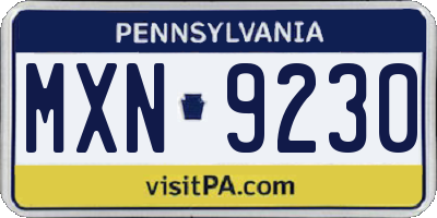 PA license plate MXN9230