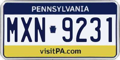 PA license plate MXN9231