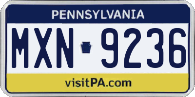 PA license plate MXN9236