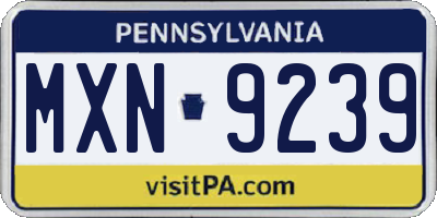 PA license plate MXN9239