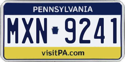 PA license plate MXN9241