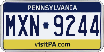 PA license plate MXN9244
