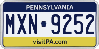 PA license plate MXN9252