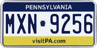 PA license plate MXN9256