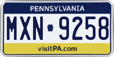PA license plate MXN9258