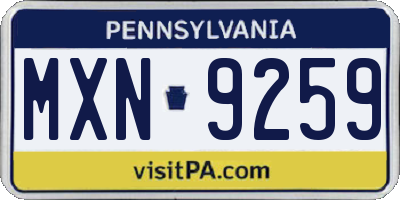 PA license plate MXN9259