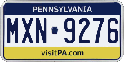 PA license plate MXN9276
