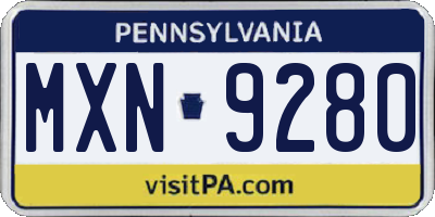 PA license plate MXN9280