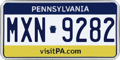 PA license plate MXN9282
