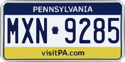 PA license plate MXN9285