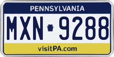 PA license plate MXN9288