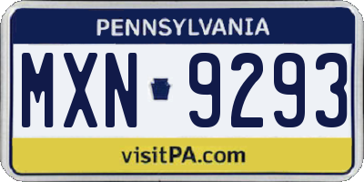 PA license plate MXN9293