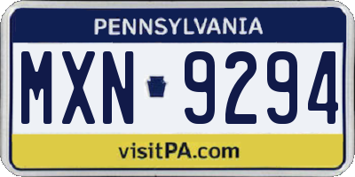 PA license plate MXN9294