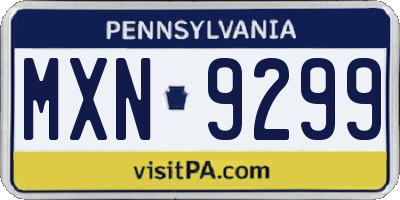 PA license plate MXN9299