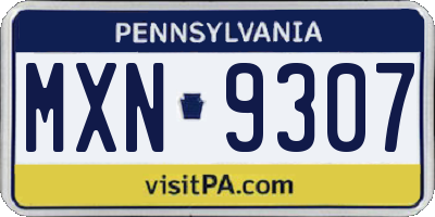 PA license plate MXN9307