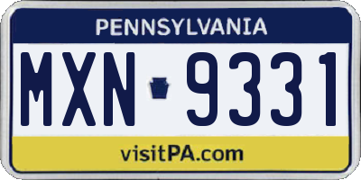 PA license plate MXN9331