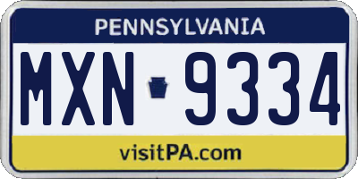 PA license plate MXN9334