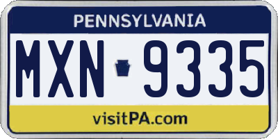 PA license plate MXN9335