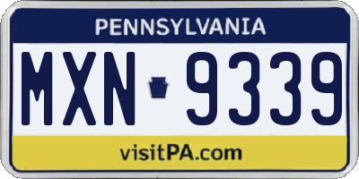 PA license plate MXN9339