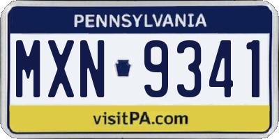 PA license plate MXN9341