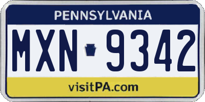 PA license plate MXN9342
