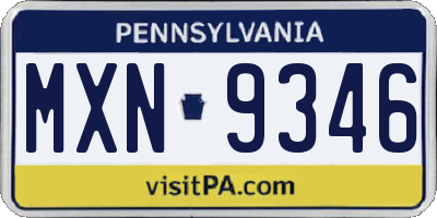 PA license plate MXN9346
