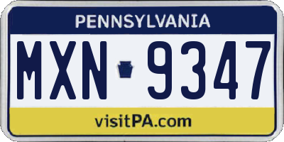 PA license plate MXN9347