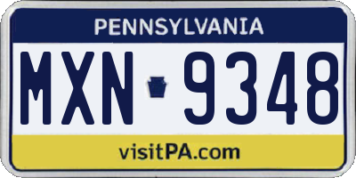 PA license plate MXN9348