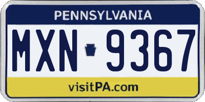 PA license plate MXN9367
