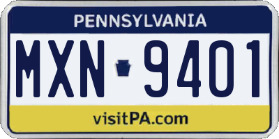 PA license plate MXN9401