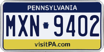 PA license plate MXN9402