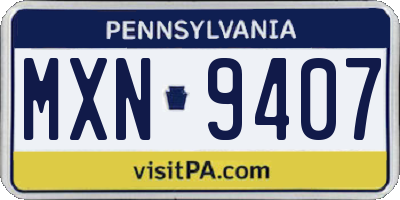 PA license plate MXN9407