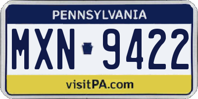 PA license plate MXN9422