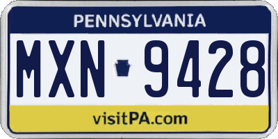 PA license plate MXN9428